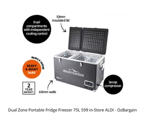  1 Adventuridge 75L Dualzone Portable Fridge Freezer.