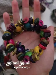  22 اساور خشبية ملونة جديدة