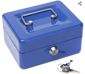  3 Metal cash box with lock red and blue