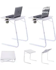  3 طاولة اكل متحركة 52 سم طاولات دراسه تيبل ميت مع حامل كاس و كوب متعددة الاستخدامات Folding Portable T