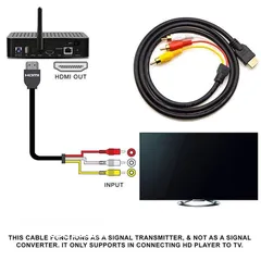  5 كابل HDMI إلى RCA، 1080P 5 أقدام/1.5 متر HDMI ذكر إلى 3-RCA