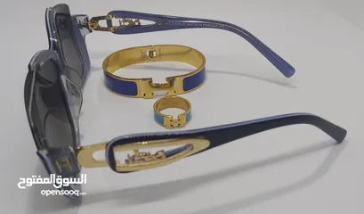  4 طقم اكسسوارات ستاتي فرنسي  غايه في الروعه والجمال نظاره هيرمز فرنسيه وسواره وخاتم هيرمز جديد..