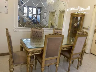  1 ميز طعام 6 نفر خشب زان مصري كلاسك تصميم خاص من معمل في مصر