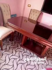  2 طاوله سفره مع 6 كراسي خشب بلوط+ 3 طربيزات