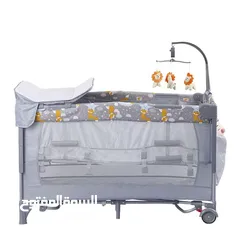  3 تخت بيبي من island toys امريكي فخم جدا مع كامل الاضافات next to me جنب متحرك وعلاقه العاب وعجلات