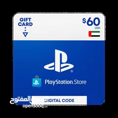  2 بطاقة بلاي ستيشن ستور 60 دولار (الامارات العربية المتحدة) - Playstation 60 USD ( UAE )