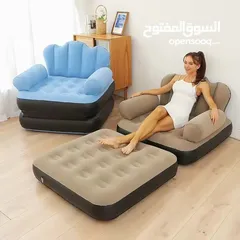  1 الأريكة القابلة للنفخ 2 في 1 – راحة فخمة وتصميم ذكي بقطعة واحدة! تتحول من أريكة مريحة لسرير .