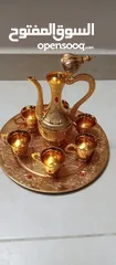  5 طقم زمزم ذهبي فاخر 8 قطع طقم ابريق مع 6 فناجين وصينيه مميز ديكور منظر