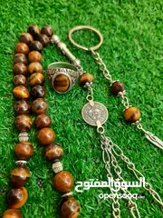  3 سبح عين النمر الأصلي بيلقط على المغناطيس وبتماوج وخاتم أنتيمون هدية مع المسبحه وسبح فيروز شجري هندي