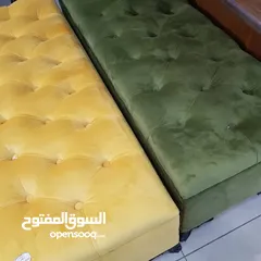  3 بفات الجلوس الترند للديكور جميع الالوان متوفرة يوجد بها إمكانية للتخزين تتحمل أوزان عالية جداً.