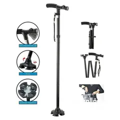  7 عكاز عصا لكبار السن Trusty canne قابله للطوي و مانع الانزلاق و ضوء عكازه عكازة طبيه