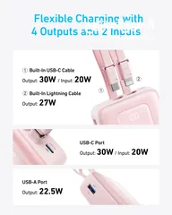  5 Anker Power Bank (10K,30W, Built-In USBC+Lightning Cable) -NEW -MEAGByte