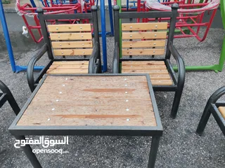  7 مقاعد حديقة ثلاثي فاخر حديد وخشب سويد مقاس متر ونص في 60 سم. خدمة التوصيل لجميع المحافظات