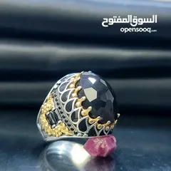  2 خاتم فضة تركي متوج بالعيق اليمني النادر