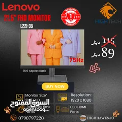  1 شاشات كمبيوتر - LENOVO 21.5" FHD XUSB-X1HDMI-1xAudio-AMD FREE SYNC-75Hz Computer. Monitor-