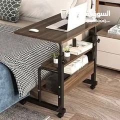  1 طاولة لابتوب خشبية سطح واسع يكفي لابتوب دفتر محاضرات كتب ارتفاع قابل للتعديل من 61 ل 90 سم مع رفوف
