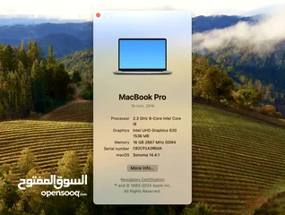  13 MacBook Pro (16-inch, 2019) مواصفات عالية وبحالة ممتازة