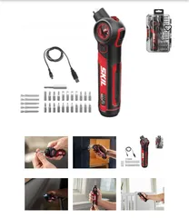  1 مفك براغي قابل لإعادة الشحن بمنفذ USB-C مع مجموعة من القطع في حقيبة SKIL الصلبة