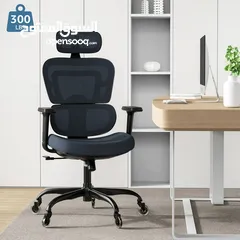  6 كرسي مكتب Lioncin Ergonomic،، كرسي كمبيوتر يدعم أسفل الظهر مع عجلات ومسند ذراع قابل للتعديل