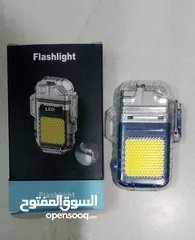  2 ولاعة مع كشاف بدون غاز كهربائية تعمل بالشحن مع كشاف اضائه ضد الماء
