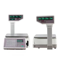  2 جهاز وزن توزين مع طابعة ستيكر للسلع باركود سكانر Printing Weighting Scale