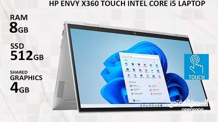  1 HP ENVY X360 Touch Screen INTEL CORE i5-120U 8GB Ram 512GB SSD