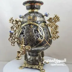  3 سماورالفحم للنحاسية الفاخرة 6-8 ليتر 100./. نحاسية 100./.صنع يدوية الفاخر مجلل صنع في ايران