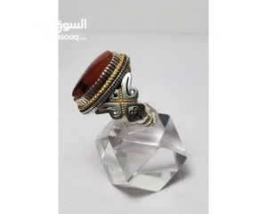 8 خاتم بحجر عقيق يماني فاخر منقوش اية