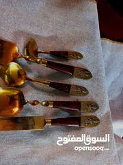  5 طقم مطبخ ملاعق سكاكين شوك كفاكي نحاس للبيع