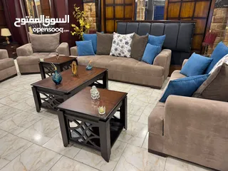  6 طقم كنب modern  فل كوالتي  مع طقم طاولات 3 قطع  تصميم مميز و عصري