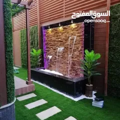  1 تنسيق الحدائق  نجيل بناء شلال نافورة باربكيو