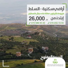  1 قطعة  سكنية مميزه في السلط  مزروعة بالزيتون ومطلة على جبال فلسطين