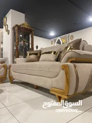  1 طقم كنب داخلي سويد خارجي زان سفنج دنلوب قماش وتر بروف