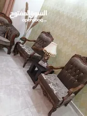  4 طقم كنب 7 مقاعد ،خشب زان مصري،معاه طاولات جانبية،بحالة ممتازة