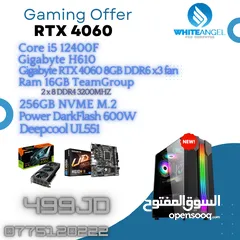  1 عرض على جهاز i5 12400f + RTX 4060 3 fan بس ب 499JD