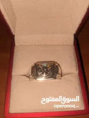  13 خاتم فضه رجالي 925 حجر الموزنايت الطبيعي أعلى جوده لنفس الحجر مع شهاده مخبرية GLS  وزن الحجر 2 قيراط