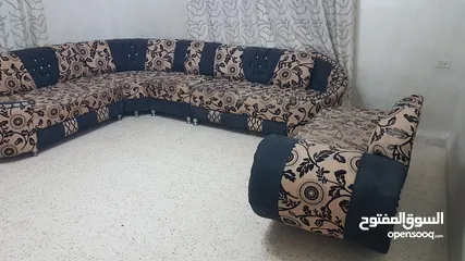  3 كورنر مرتبة تسع مقاعد لون بني غامق وبيج
