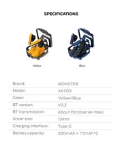  8 MONSTER AIRMARS XKT09 True Wireless Gaming Earphones سماعات جيمنج حديد بصوت خرافي