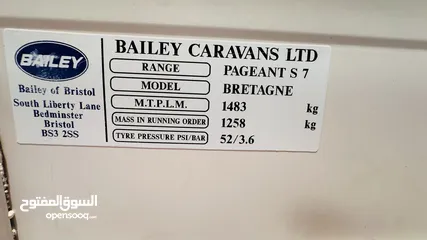  9 Bailey Bretagne Caravan  Excellent Condition  MTPLM 1483kg  UAE Ready