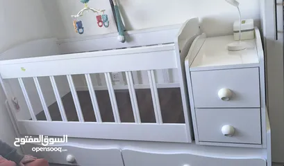  1 تخت اطفال تخت بيبي ابيض
