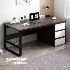  1 مكتب فاخر بتصميم عصري أنيق هيكل معدني أسود قوي يمنح المكتب ثبات وأناقة