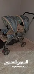  5 عربة أطفال توأم مستعمل بحالة جيدة  ماركة MAMA LOVE