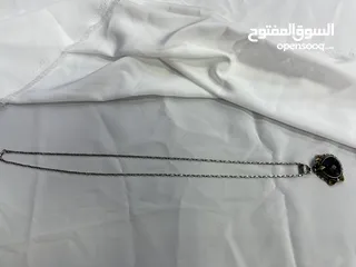  6 ‎السنسال الفضي الإيطالي عيار *925* مع التعليقة الفضية بحجر *اللابرادوريت التركي* بوزن *21.77