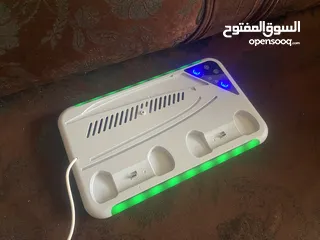  7 قاعده تبريد ps5 مع اضويه على داير المبرد اخضر احمر ازوق
