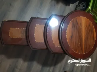  2 طقم طرابيزات درج صناعة تركية خشب زان أربع قطع قشرة دهان بوليستر ضد الحرارة بسعر مغري