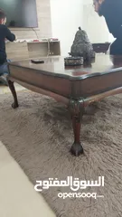  1 طاولة سفرة وطاولة وسطية وزاويتين خشب زان