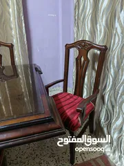  3 طاولة سفرة 8 كراسي خشب زان تقيل مع زجاج