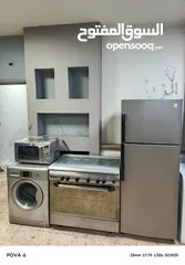  1 بكج كهرباءيات 4قطع ثلاجه نوع دايو 22قدم تبريد هوا فل اكسسوارات وغاز نوع فرش مصري قياس 90سم ستيل كامل