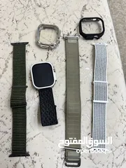  2 ساعة ابل الترا 2 بحالة الجديد ولا خدش مع الشاحن الاصلي والكستك للاصلي بطارية 99 كفالة لشهر 10