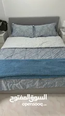  7 IKEA Upholstered bed, 2 storage boxes 160x200 cm.  سرير ايكيا منجد مع درجين  تخزين مع فرشة نوع ممتاز